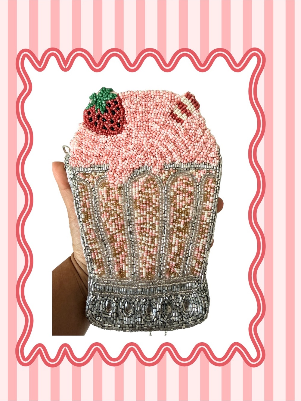 Beaded Strawberry Milkshake Bag From India To You Cupcake Ice Cream Soda Viral